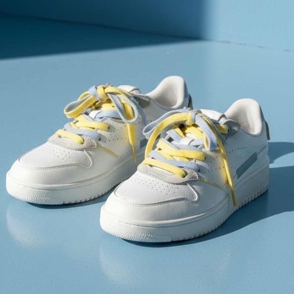 Anta Sportstyle White Leather Double Lace Sneakers 922118018-5 Womens 7 EU 38